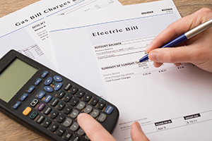 Financial bills and calculator