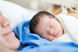 Newborn and mother in hospital